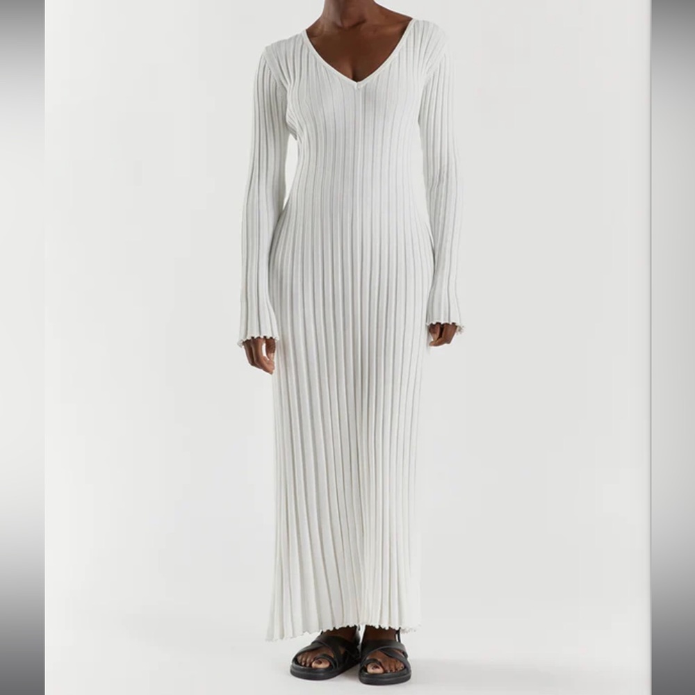 DISSH White Ribbed Midi Dress